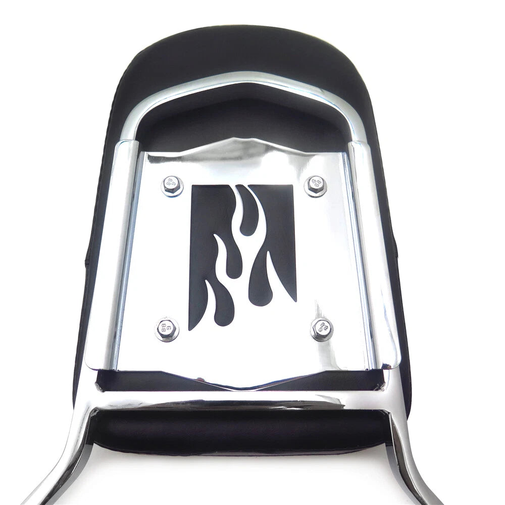 Chrome Flame Backrest Sissy Bar with Leather Pad for Kawasaki Vulcan 1500 (1986–2013)