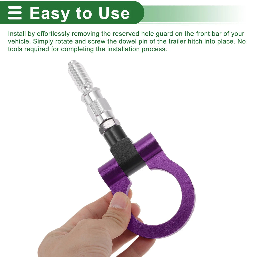 Front Rear Tow Hook Set for Ford Focus (1998–2025) 15.6mm Aluminum Alloy Purple