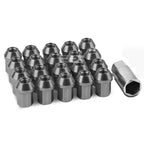 Set of 20 Closed End M12x1.5 35mm Tall Gun Metal Aluminum Lug Nuts + Adapter