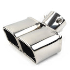 Universal Silver Dual Exhaust Pipe Tail Muffler Tip Square
