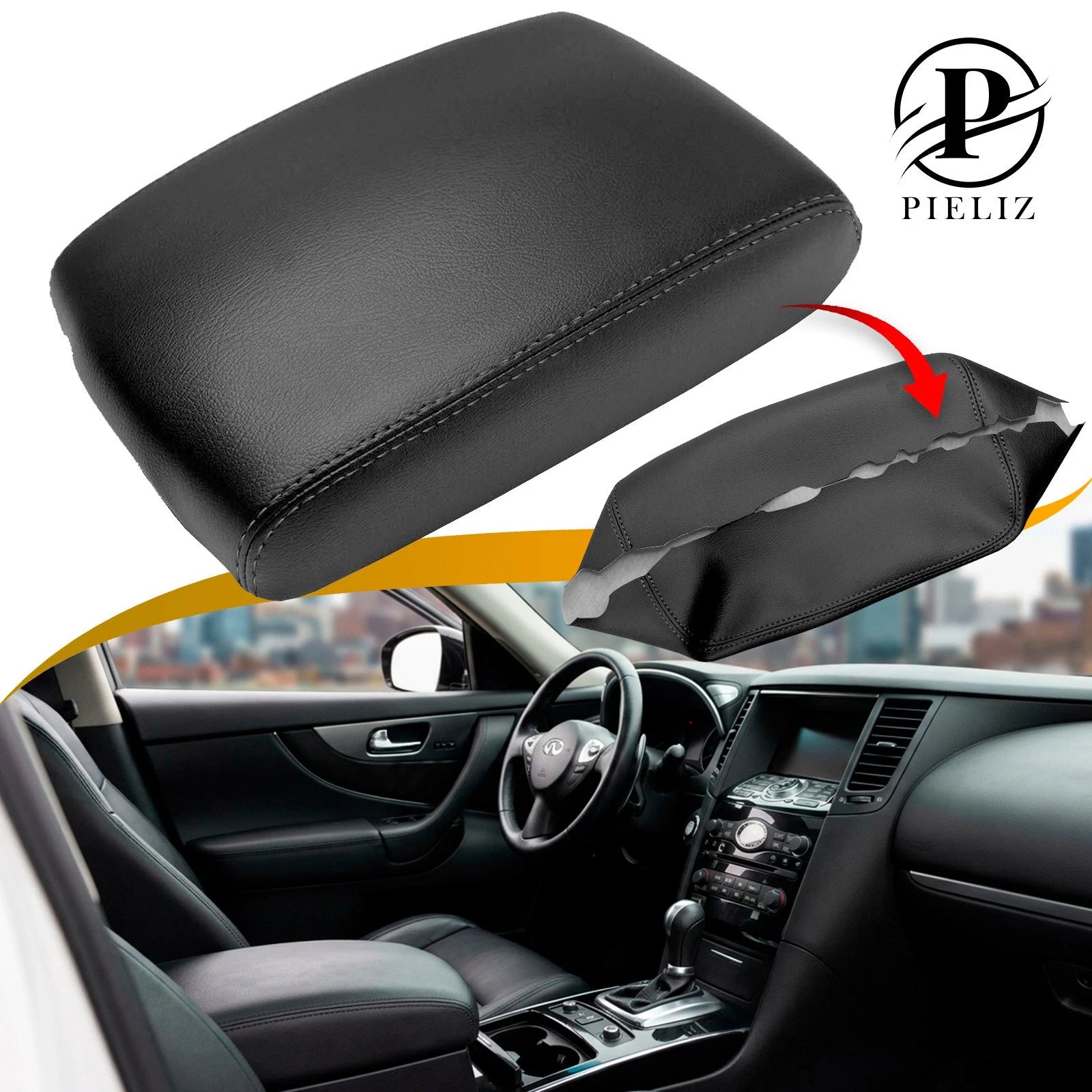 Leather Center Console Armrest Cover for Infiniti FX35 (2009–2012)