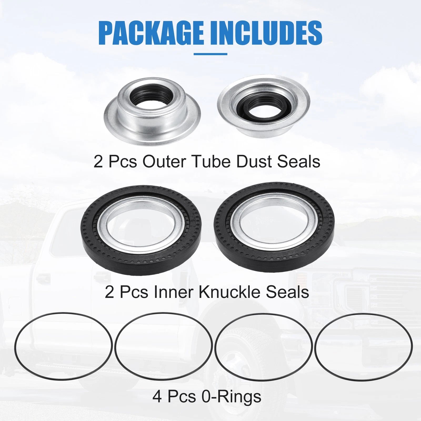 Set of 1 Front Axle Seal Kit with Hub O-Ring Dust Seals for Ford F250 Super Duty 