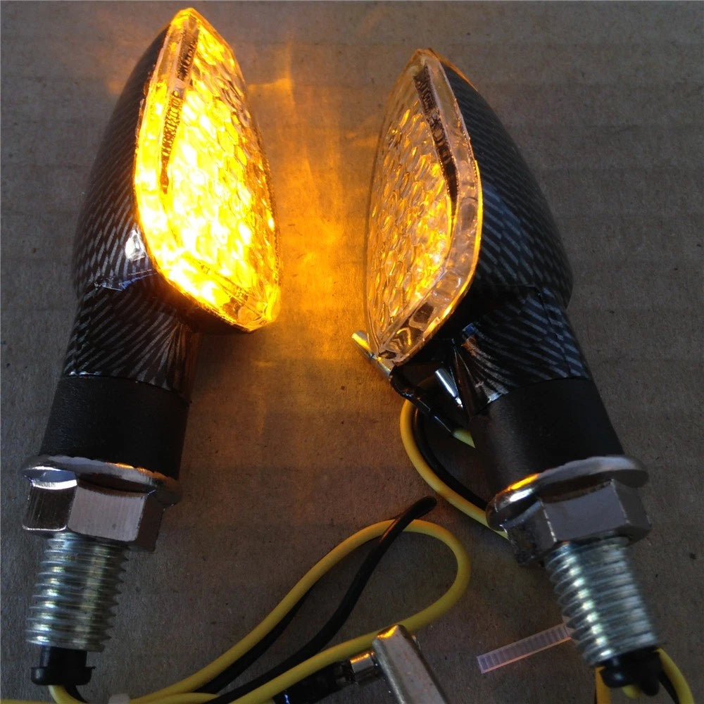 2X Carbon LED Turn Signal Lights for Universal Motorcycle (Dual Sport)