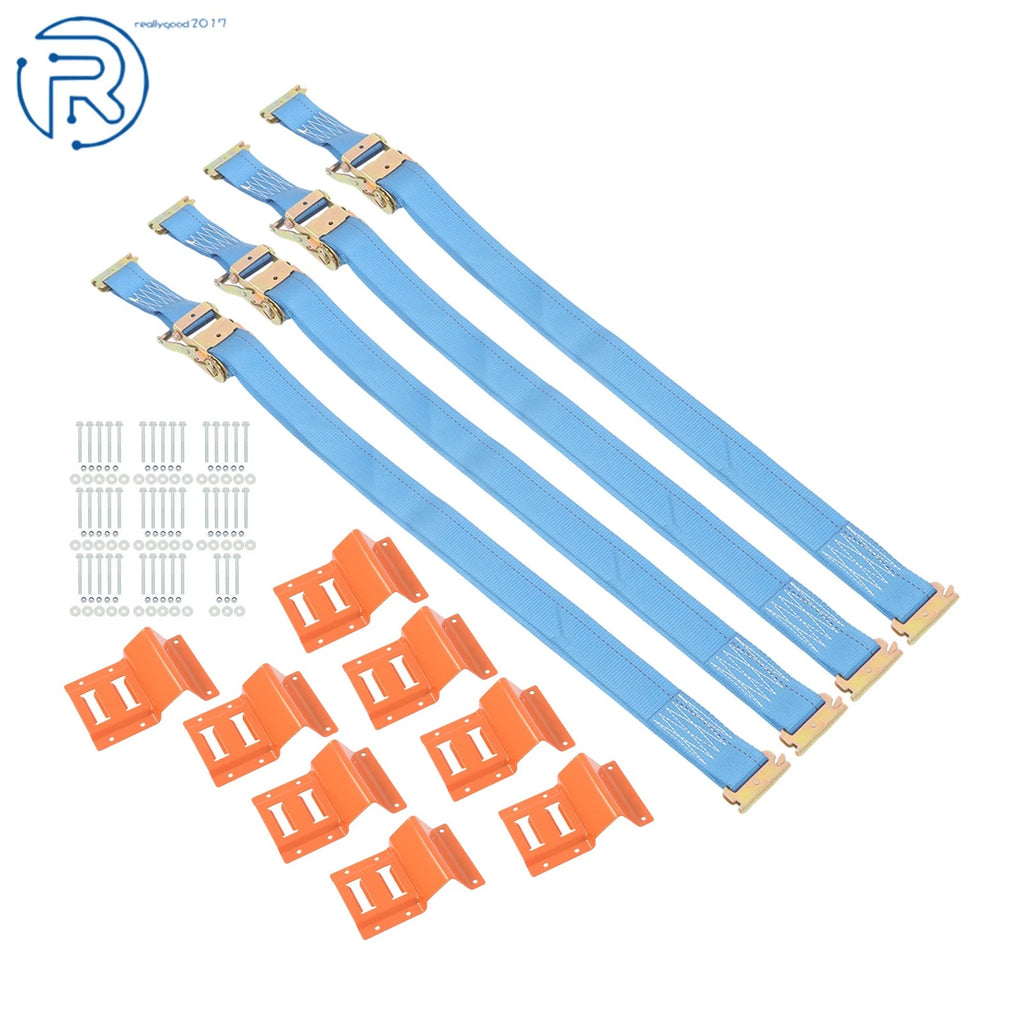 Set of 2 Trailer Ratchet Straps for E-Track Wheel Chock (8')