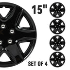 Set of 4 Black Wheel Hub Caps for R15 Tire 4 Lug Wheel