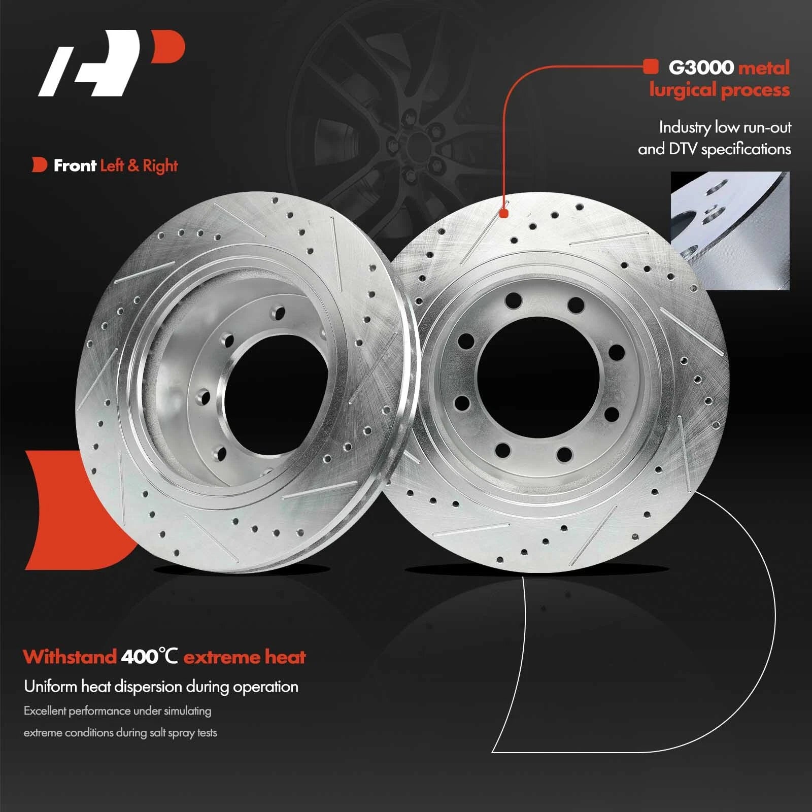 Front Drilled Brake Rotors for Nissan NV1500 NV2500 NV3500 (2012–2021)
