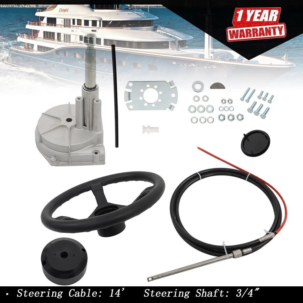 Boat Rotary Steering System Outboard Kit for Marine (14 Feet)