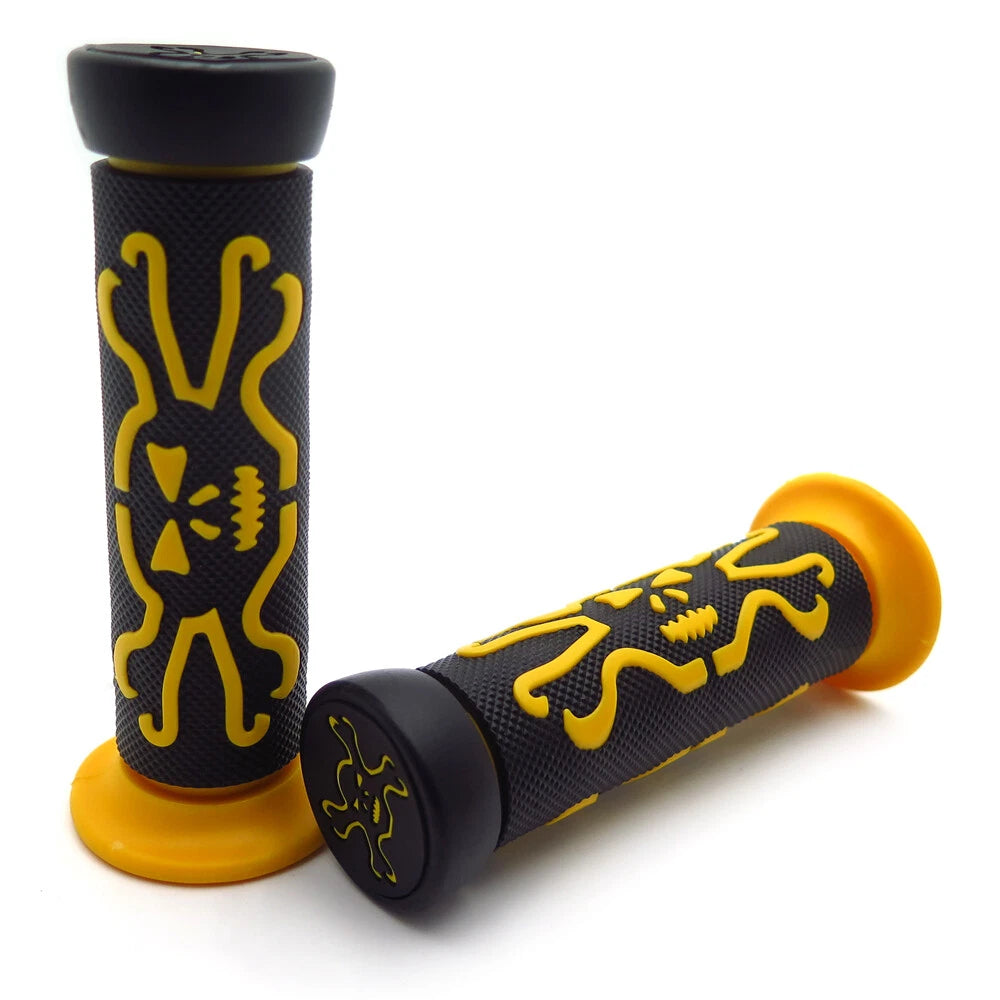 Rubber Hand Grips for Honda CBR 600 F3 F4i RR (1995–2006) - Yellow Skull