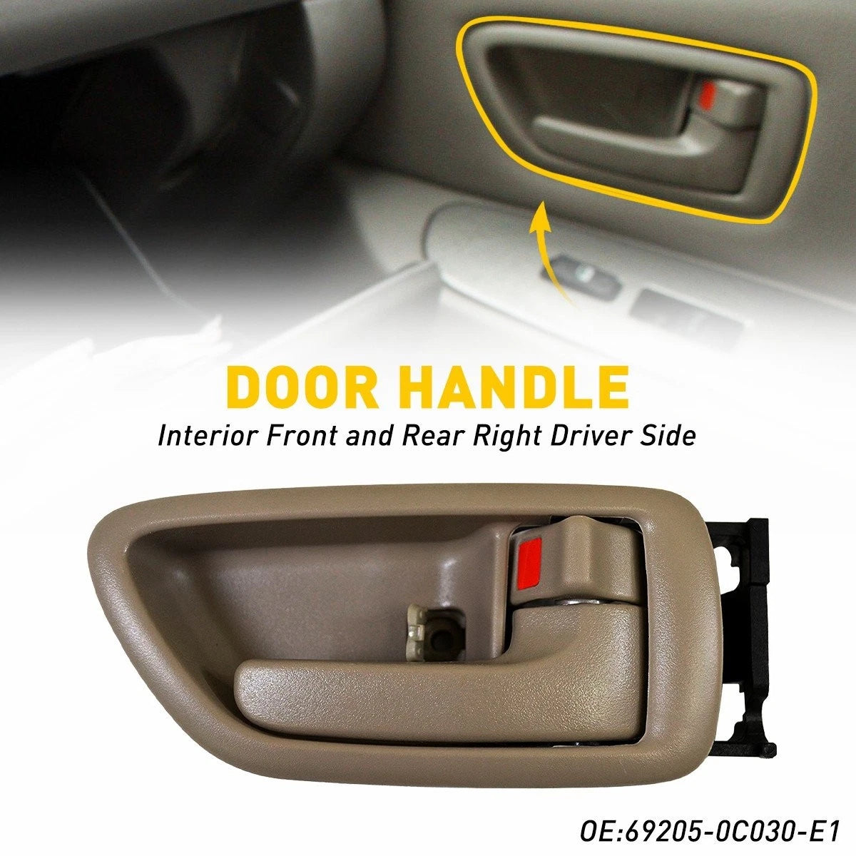 2X Inside Door Handle Beige for Toyota Sequoia (2001–2007) Tundra (2004–2006)