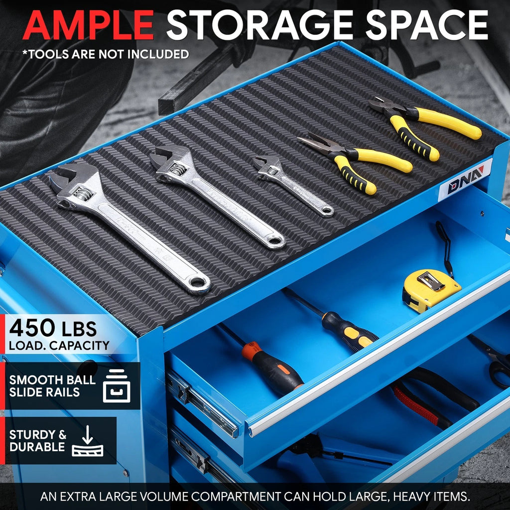 2X Blue 8 Drawer Tool Cabinet with Rolling Casters for Storage