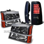 Headlight and Tail Light Set for Silverado (2003–2007) - Black Crystal, Smoked LED