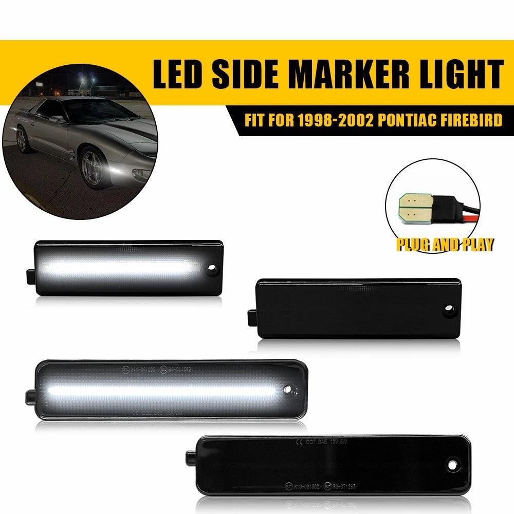Set of 4 LED Side Marker Lights for Pontiac Firebird (1998–2002) Smoke White