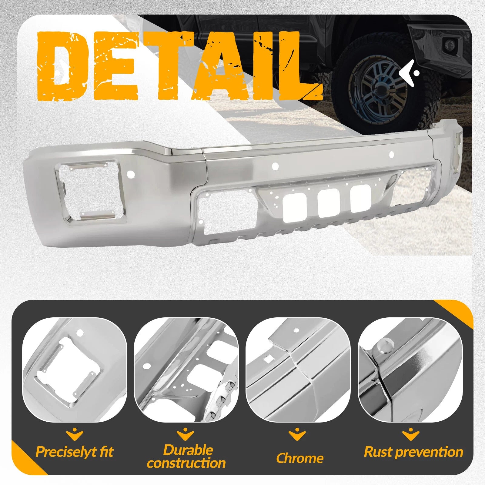 Chrome Front Bumper Face Bar with Sensor for GMC Sierra 1500 (2014–2015)