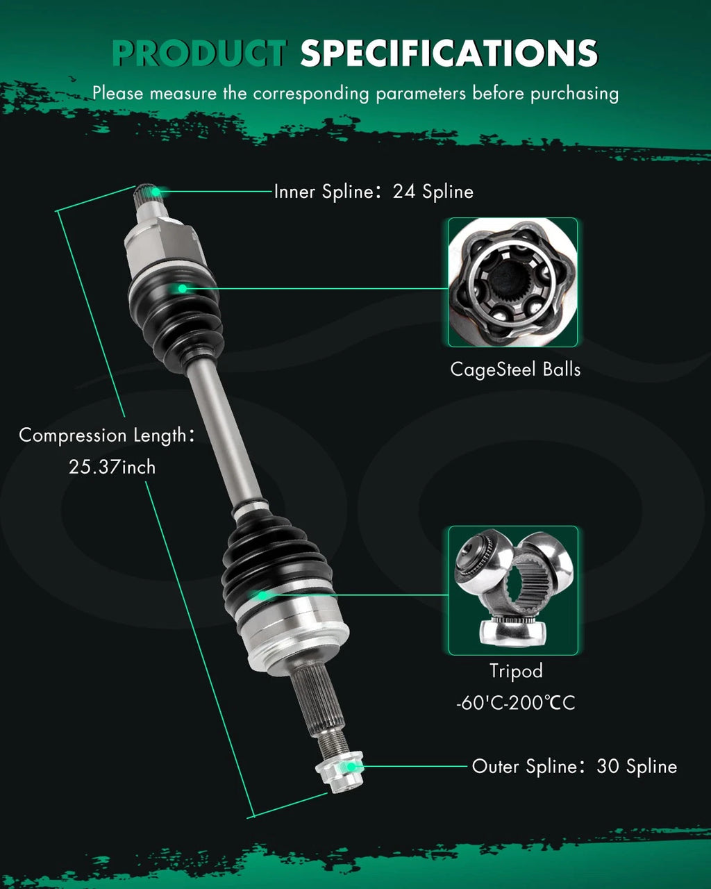 Front Driver Left CV Axle Shaft for Toyota RAV4 (2013–2018), Scion tC (2014–2016)
