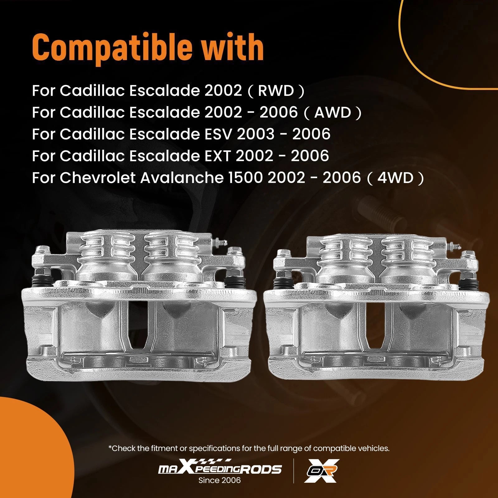 Rear Disc Brake Calipers Left/Right for Cadillac Escalade (2002–2006)