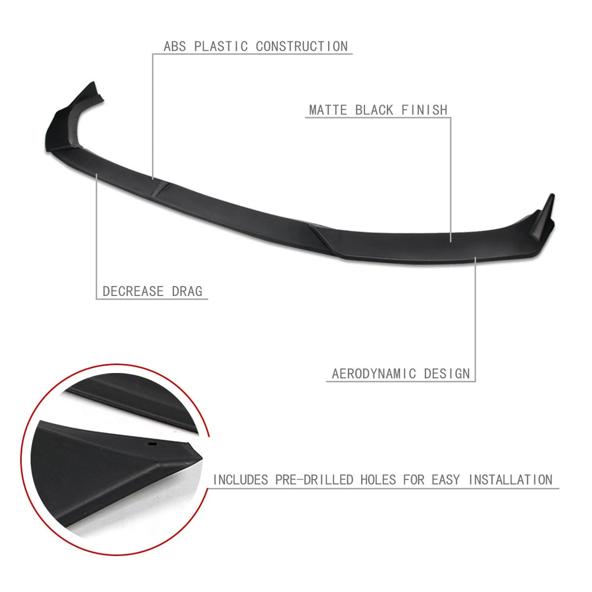 3Pcs Front Bumper Lip Splitter Diffuser for Mazda6 (2019–2021) Matte Black