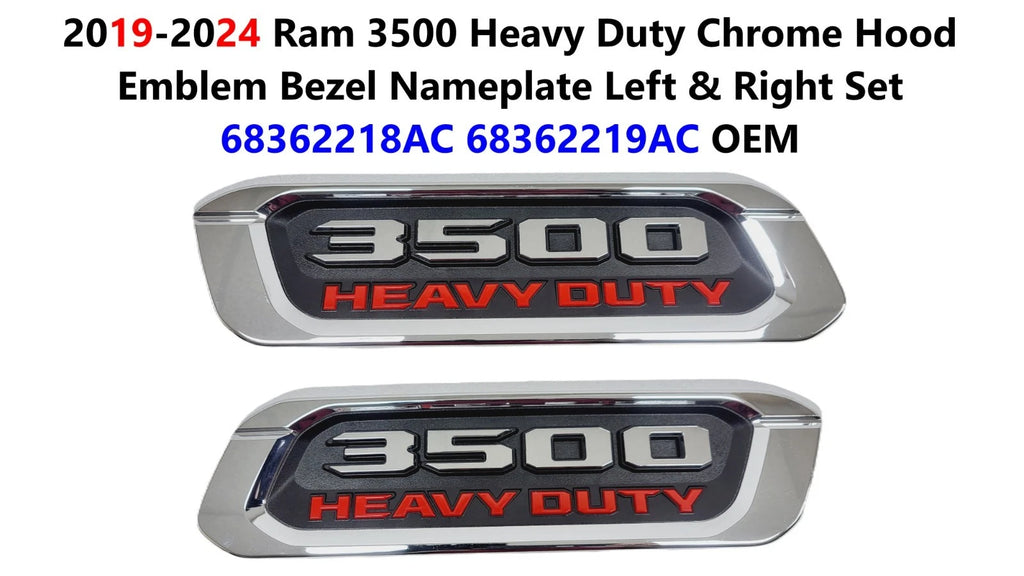 Set of 2 Chrome Hood Emblem Bezels for Ram 3500 (2019–2024)