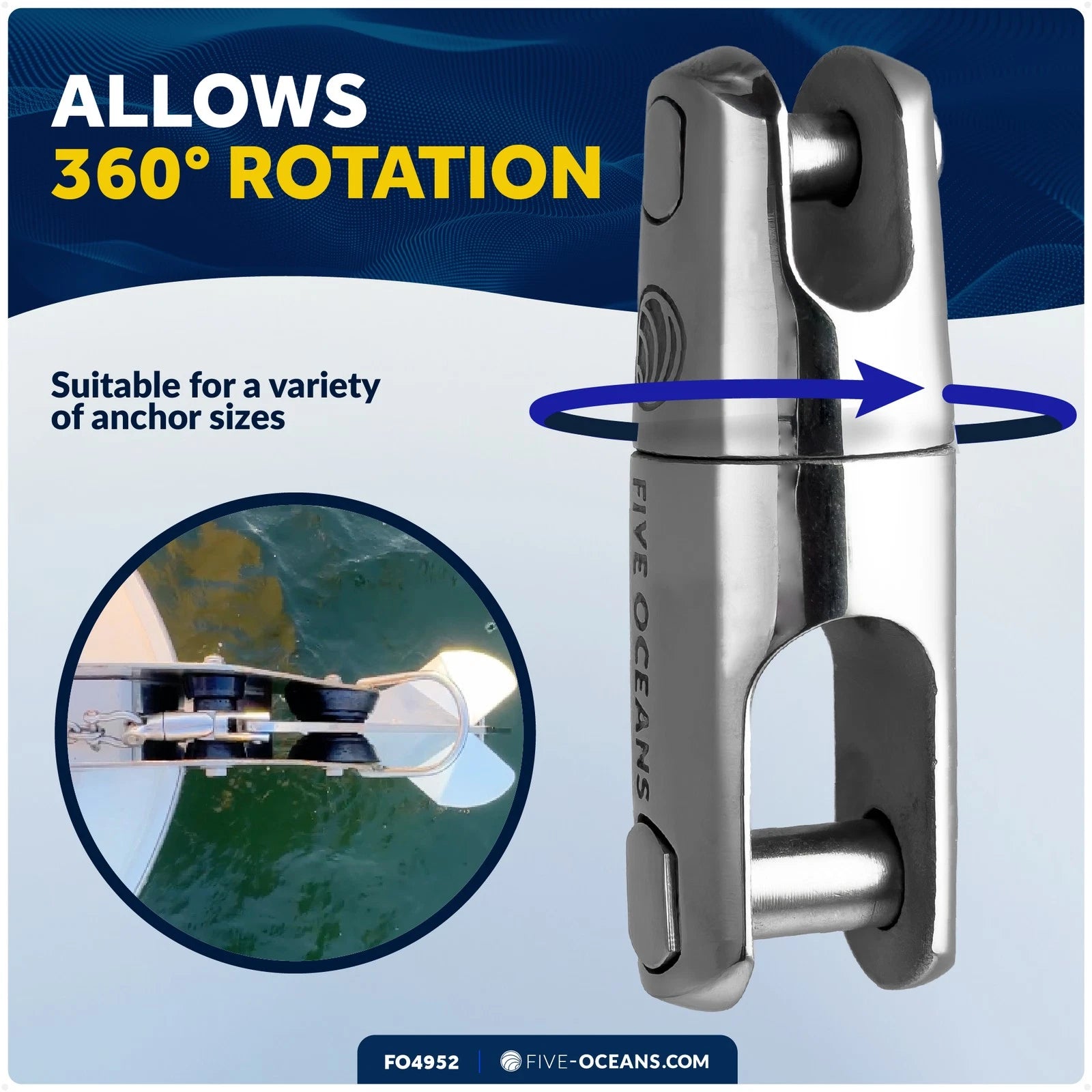 316 Stainless Steel Boat Anchor Swivel for 1/4" to 5/16" Chain