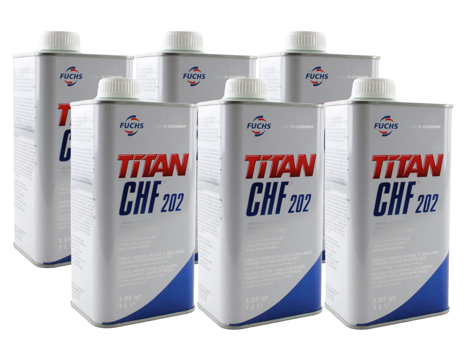 Set of 6 Fuchs TITAN CHF 202 Hydraulic Fluid 1L for Audi VW Porsche Volvo