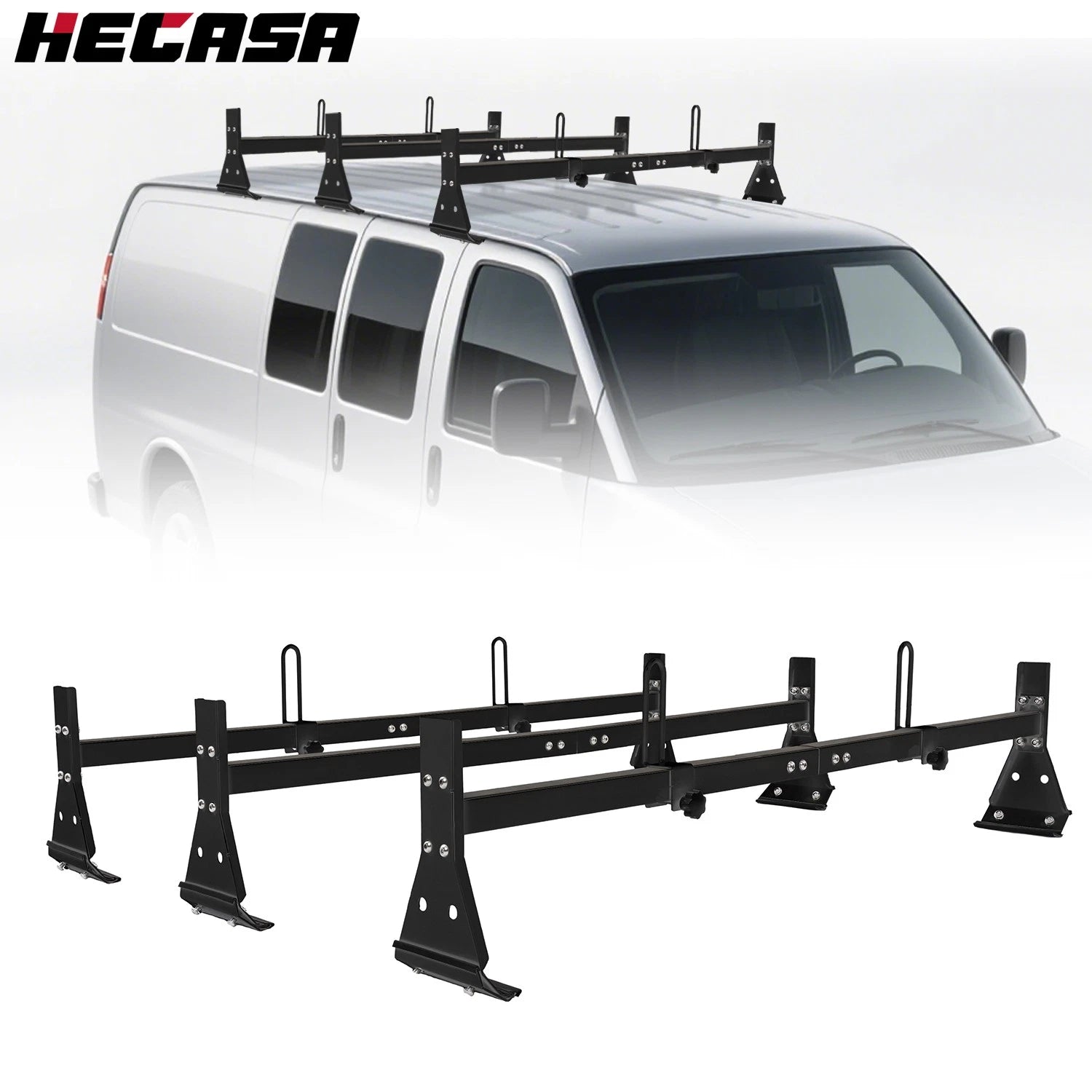 3X Steel Ladder Roof Racks for Chevy Express Van (1996–Present)