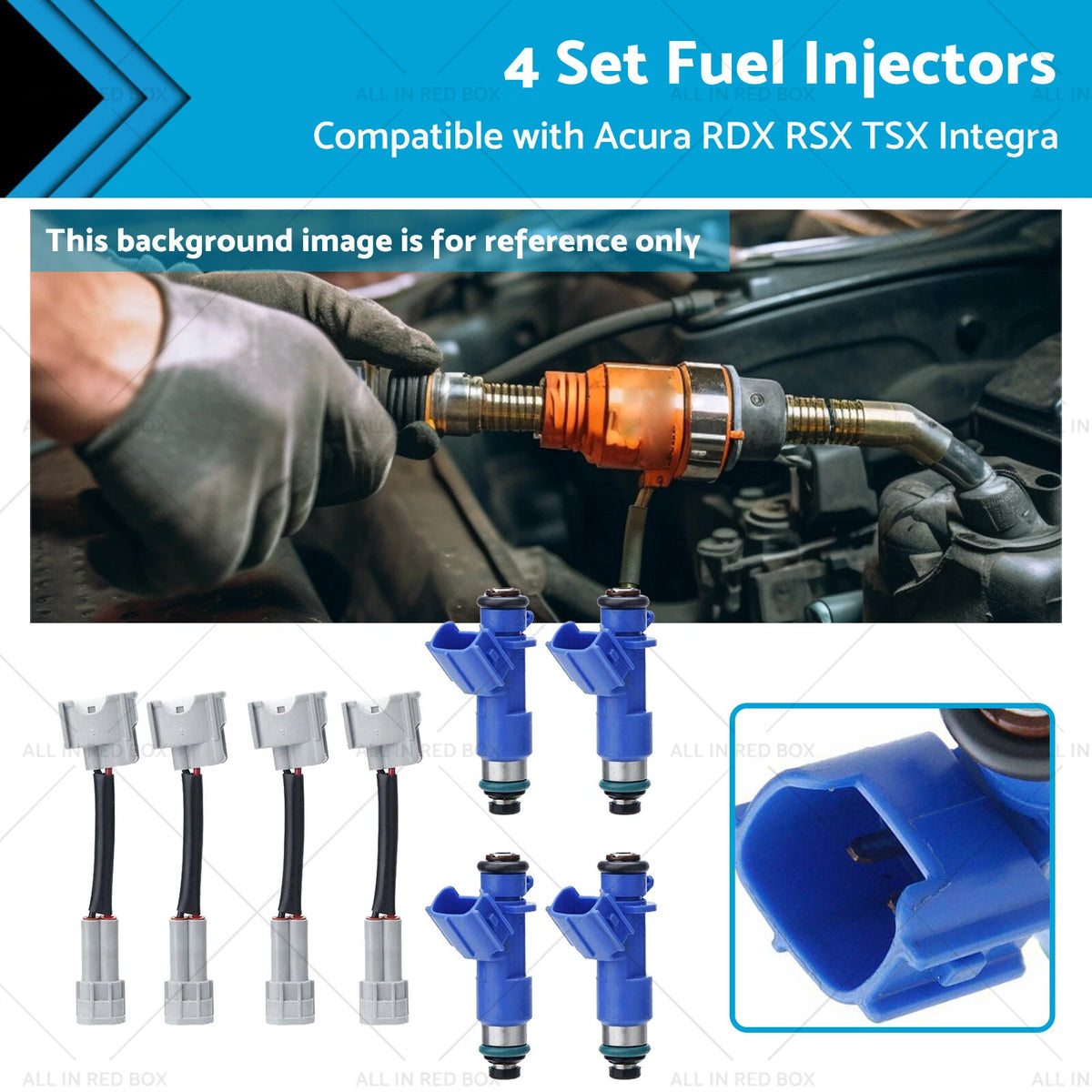Set of 4 Fuel Injectors 16450-RWC-A01 for Acura RDX RSX TSX Integra (1997–2012)