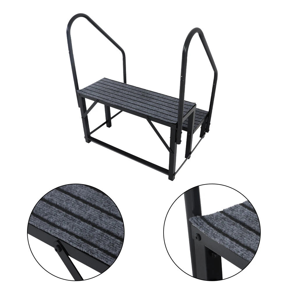 2-Step RV Stairs with Handrail for RVs (Outdoor Use)