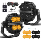 3.5 Inch LED Light Pods Spot Beam with Amber Covers for Jeep