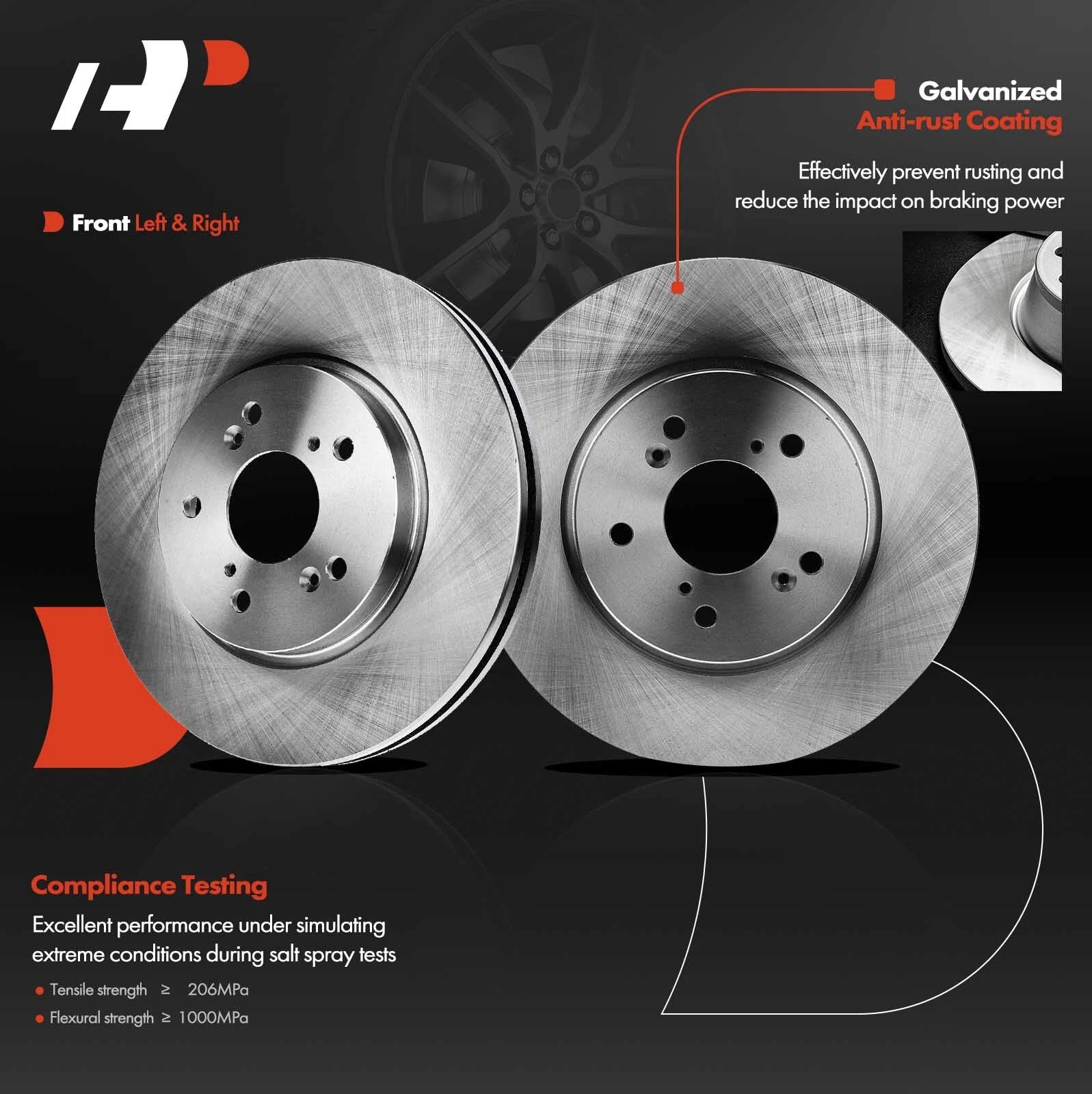 Front Disc Brake Rotors for Honda CR-V (2007–2016) Accord Crosstour RDX (2007–2012)