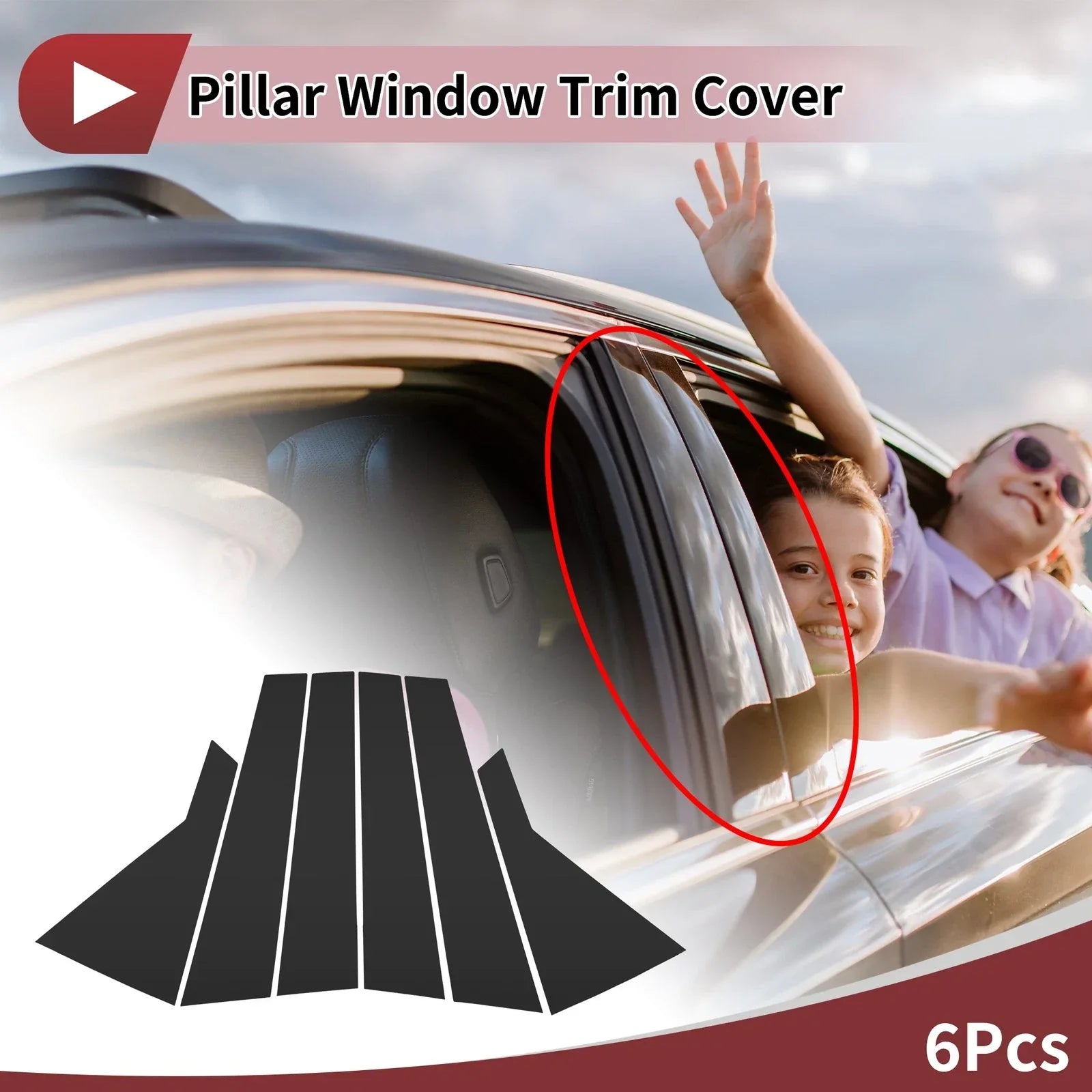 Door Pillar Window Trim for Hyundai Santa Fe Sport (2013-2018) Black