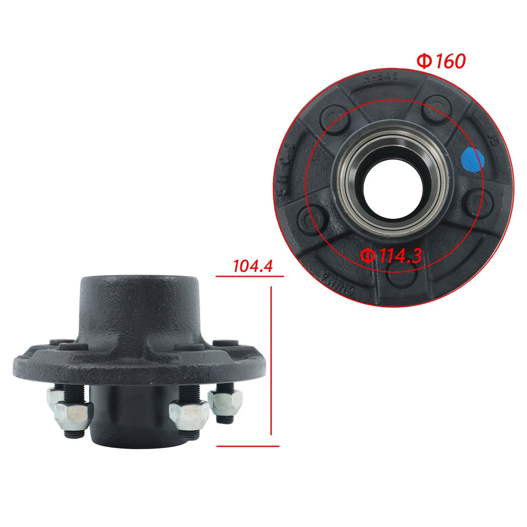Trailer Hub Kit for 5 on 4.5" Spindle (11" Square)