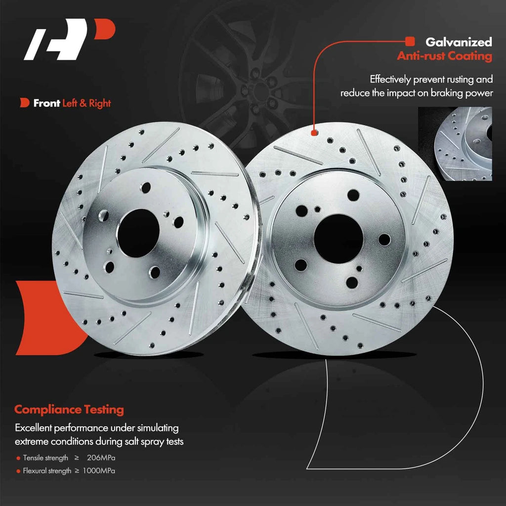 Front Drilled Brake Rotors for Toyota Camry (2002–2006) & Solara, IS250
