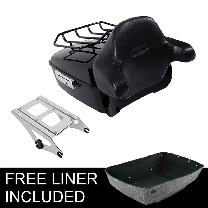 Black King Trunk Backrest Pad for Harley Touring Road Glide (2014–2026)