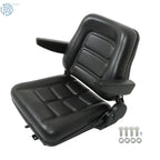 Adjustable Black Forklift Seat with Armrests & Safety Switch Universal