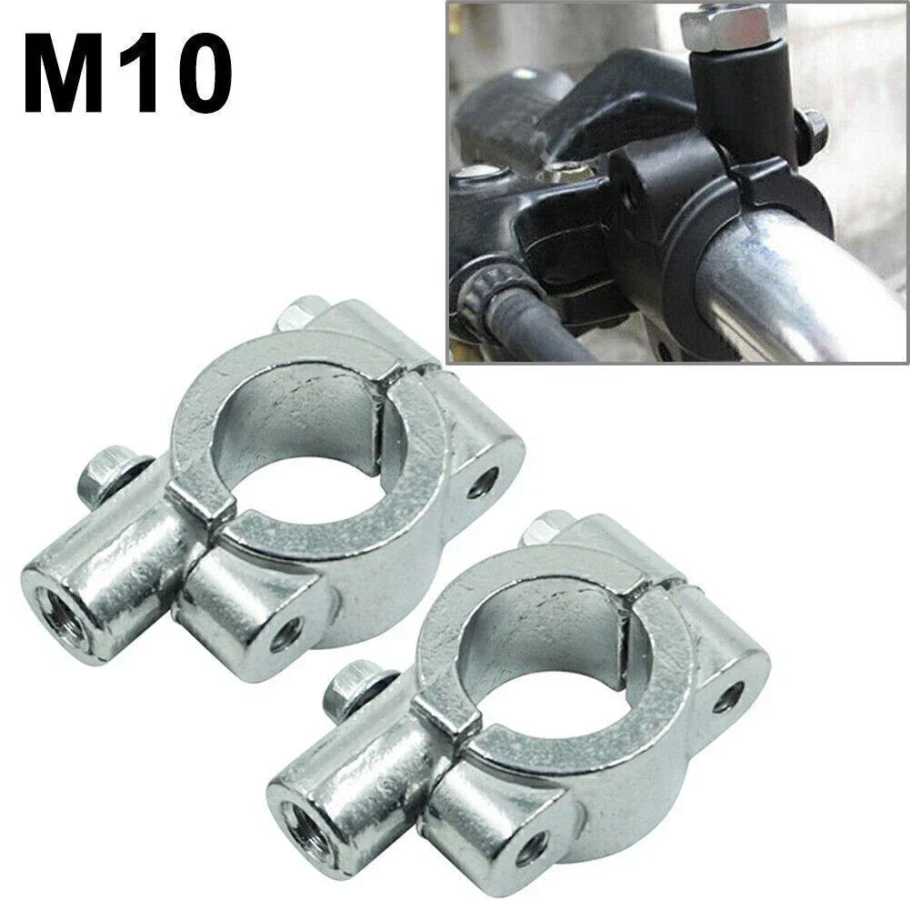 25MM M10 Rearview Mirror Mount Holders Adapter Clamp for Motorcycles Silver