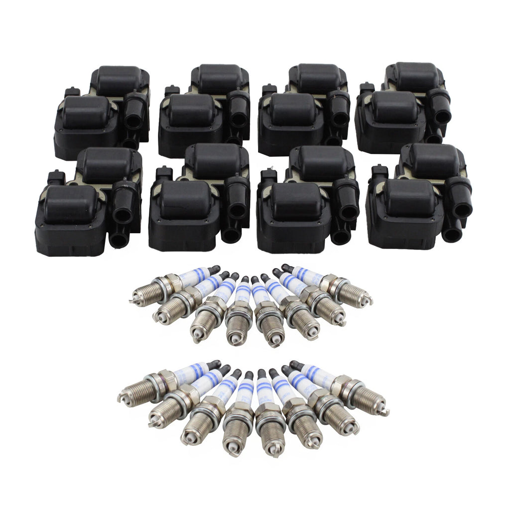 Set of 8 Ignition Coils & 16 Double Platinum Spark Plugs for Mercedes V8 (4.3, 5.0)