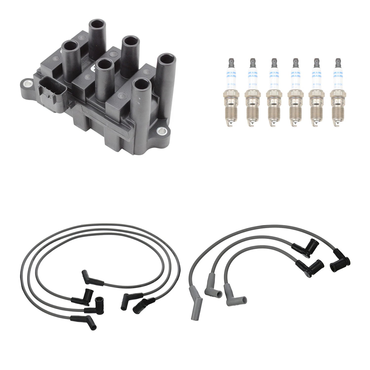 Denso Ignition Coil Wires & 6 Bosch Platinum Spark Plugs for Windstar (1995–2003)