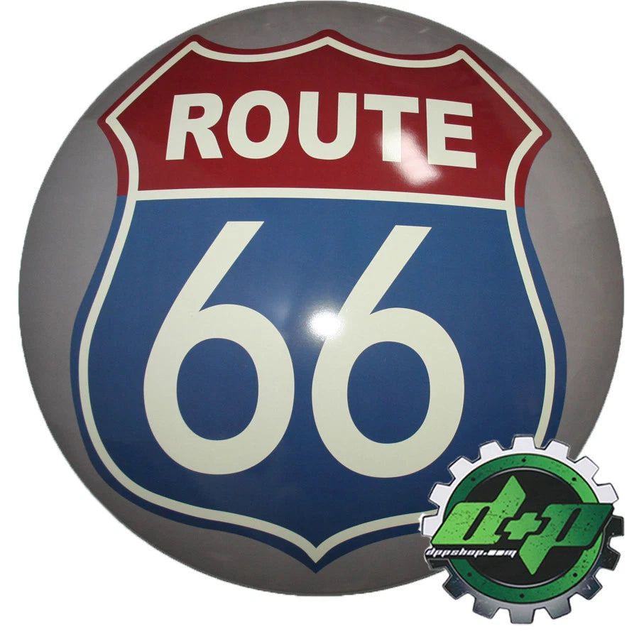 15" Route 66 Domed Tin Metal Sign for Home Shop Decor