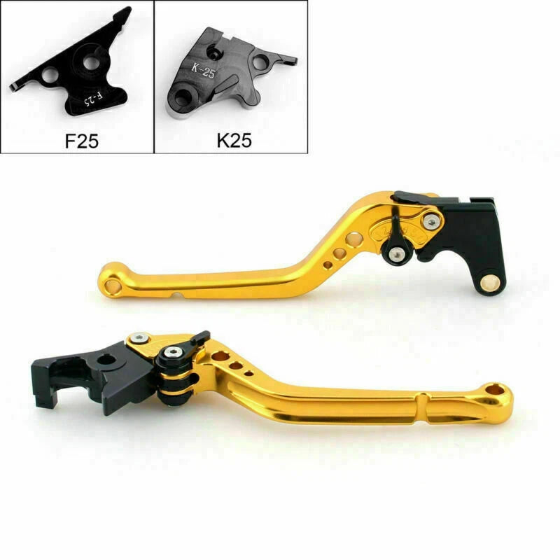 Long Brake Clutch Levers for Kawasaki Ninja 250R (2008–2012) Gold T9