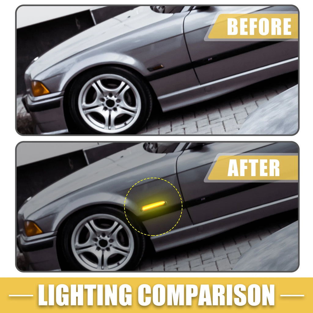 2X Front LED Side Marker Light for BMW (2000–2023) 63132228591, Black Lens, Amber