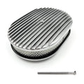 Air Cleaner Assembly Fully Polished Oval Aluminum Finned for Holley Carb (5-1/8")