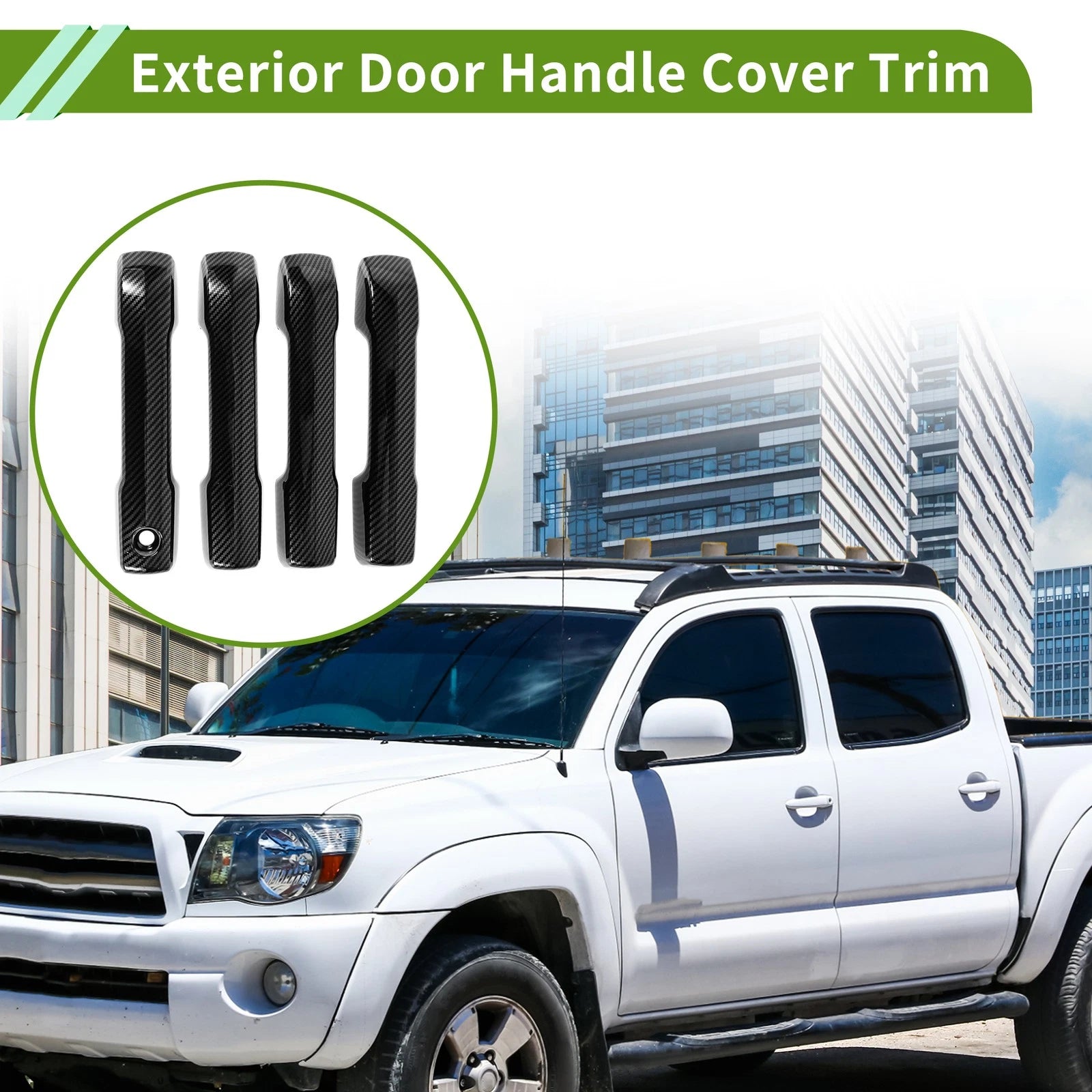 Exterior Door Handle Cover Trim for Toyota Tacoma (2024–2025) Carbon Fiber Black
