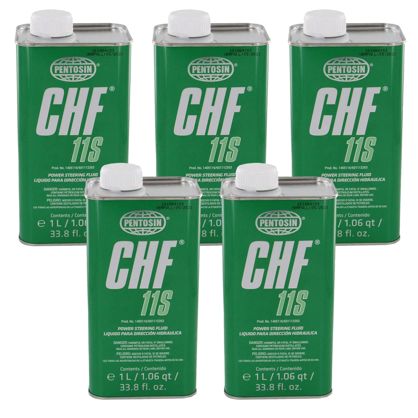 Set of 5 Pentosin CHF 11S Power Steering Hydraulic Oil for