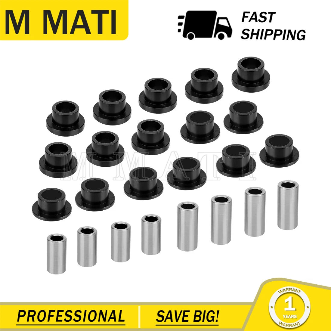 Front Rear Shock Bushing Sleeve Set for Polaris Ranger 900 1000 (2013–2023)