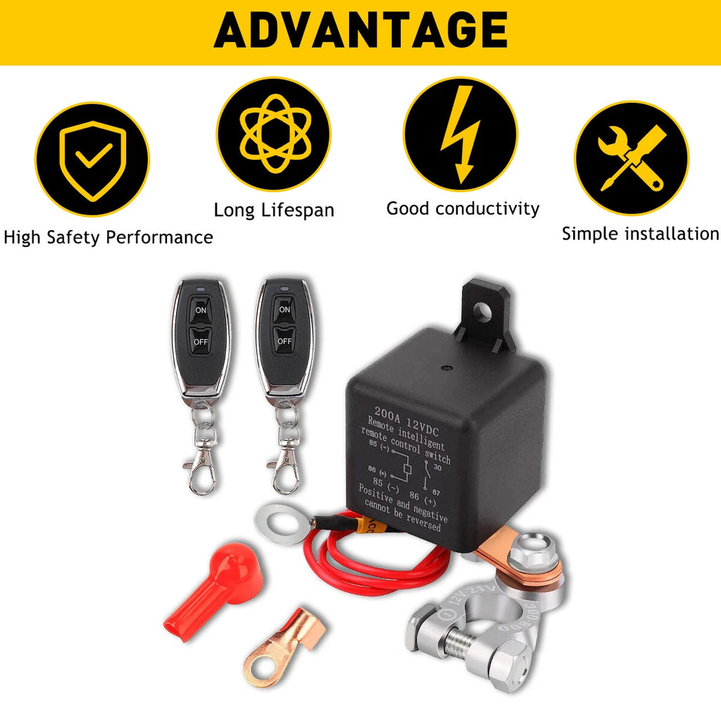 Car Battery Disconnect Switch for Universal Vehicles (Wireless Remote Control)