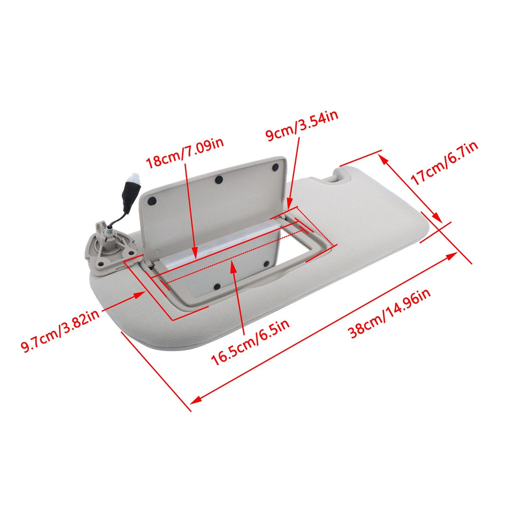 Left Driver Side Sun Visor for Nissan Altima (2019–2024) Gray with Lights