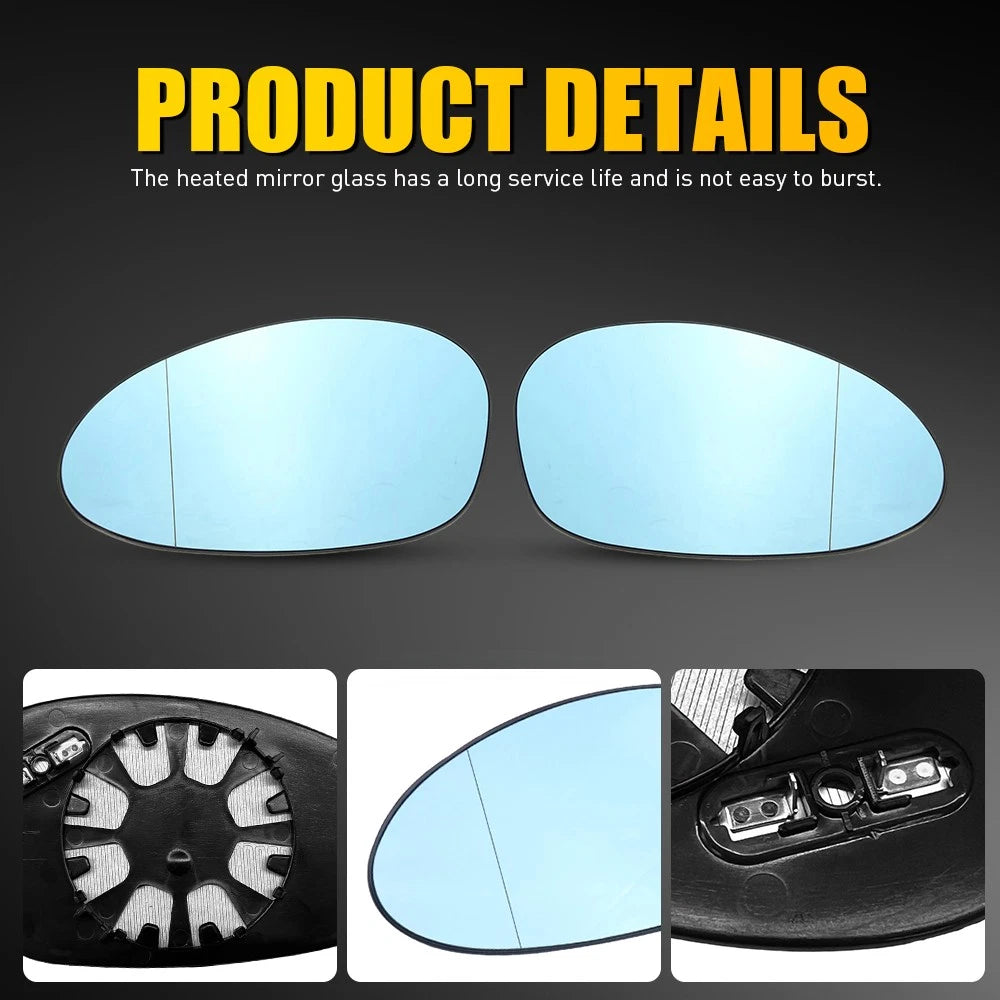 2X Blue Heated Mirror Glass for BMW 1/3 Series E88 E90 E91 E92 (2004–2013)