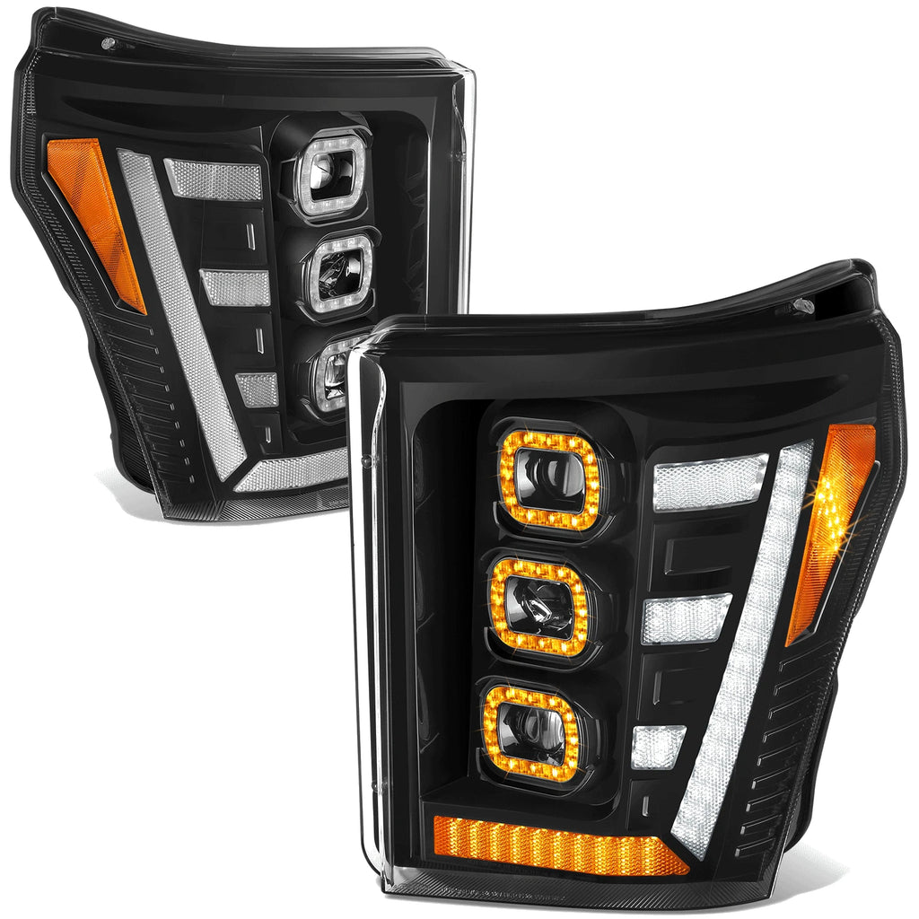 Sequential LED Light Bar Projector Headlights for Ford F250 SD (2011–2016)