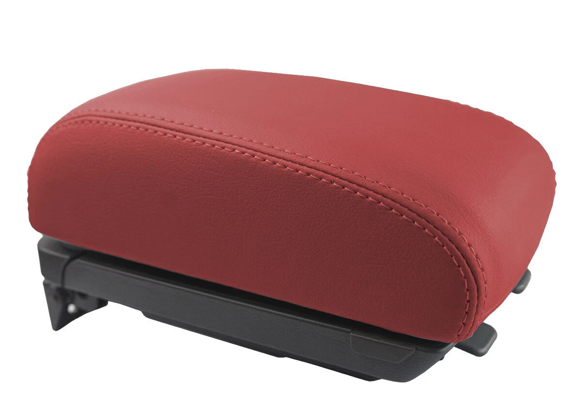 Leather Console Lid Armrest Cover for Hyundai Tucson (2005–2009) Red