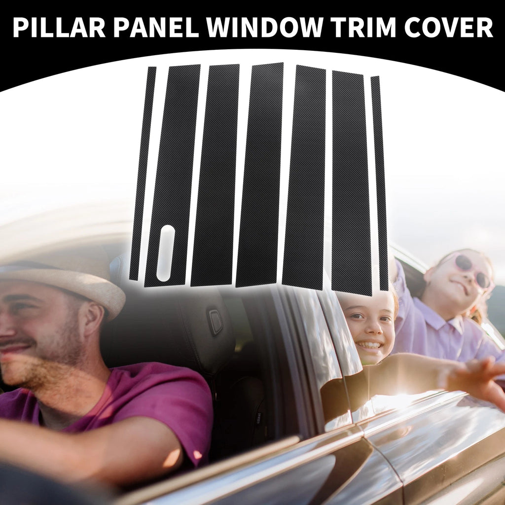 7pcs Car Pillar Window Trim Cover for Ford Explorer (2002–2010) Black Carbon Fiber