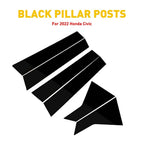 Set of 6 Black Glossy Pillar Post Door Trim for Honda Civic Sedan (2022)
